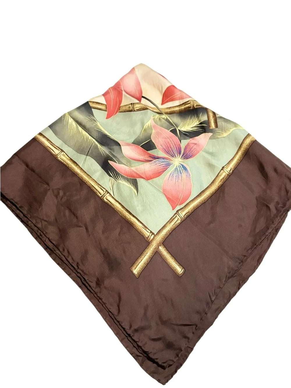 Luxury Brown Silk-Blend Logo Square Scarf - Women Accessories